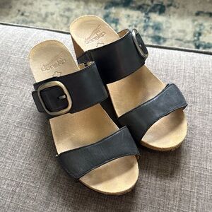 Dansko Black and Tan Women's Sandals